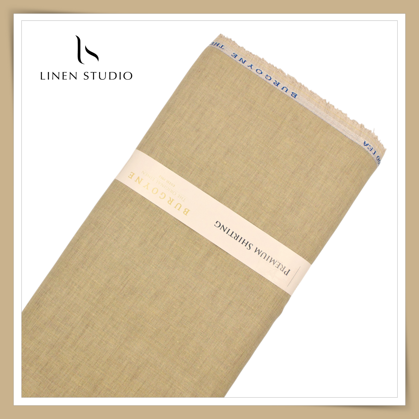 100 LEA PREMIUM Linen Plain Shirting by Burgoyne - Two Tone Dark Sand (NEW)