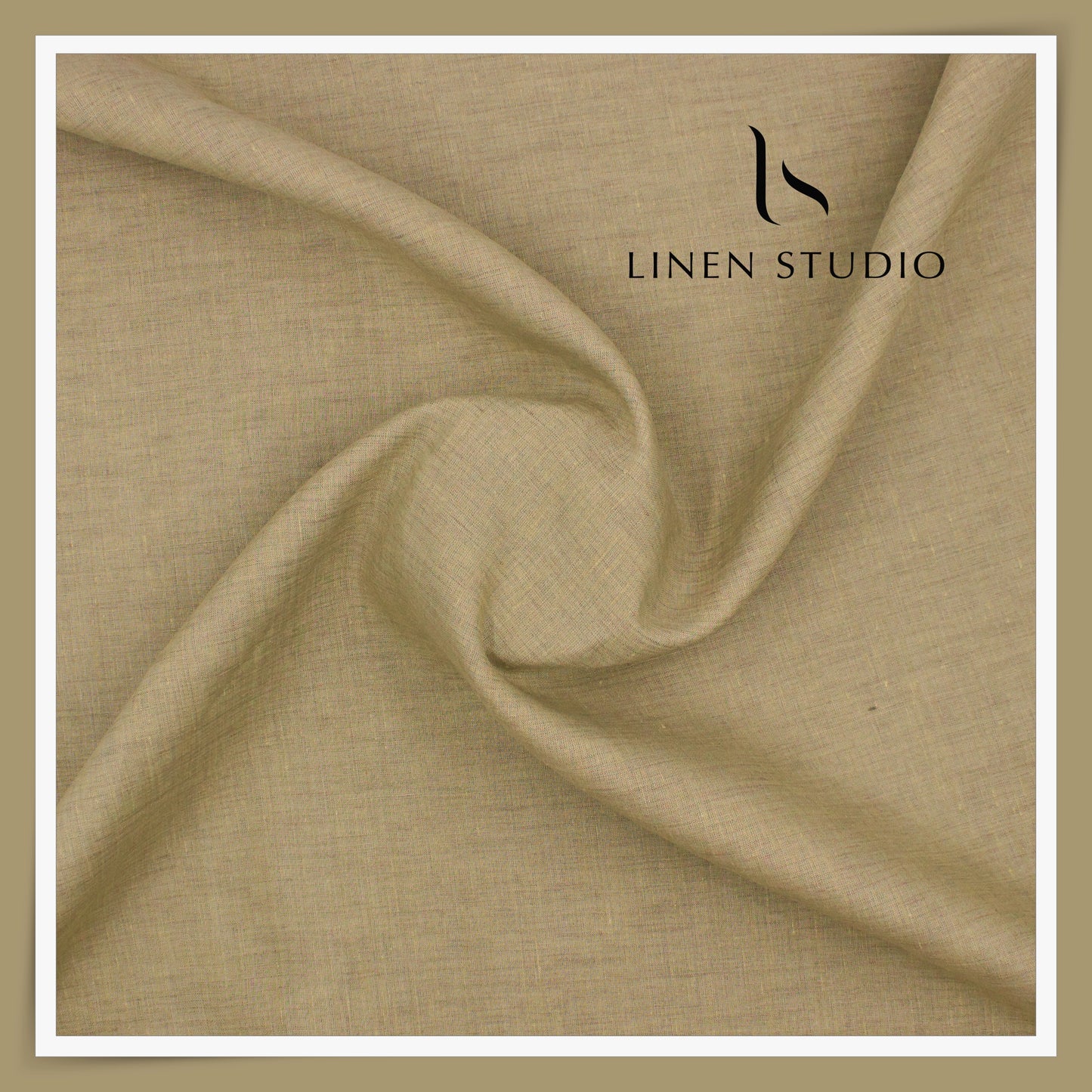 100 LEA PREMIUM Linen Plain Shirting by Burgoyne - Two Tone Dark Sand (NEW)