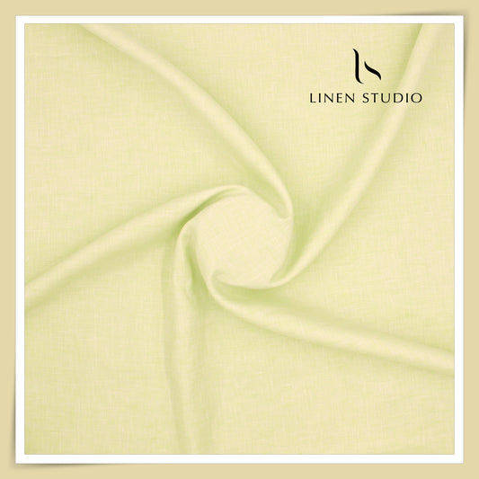 Burgoyne Exclusive 100 Lea Linen Premium Shirting - Minty Yellow (NEW)