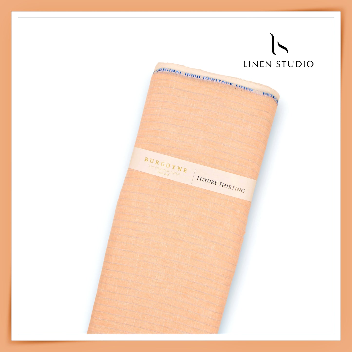 100 LEA PREMIUM Linen Shirting by Burgoyne - Deep Peach Stripes (NEW) (Fastest Selling)