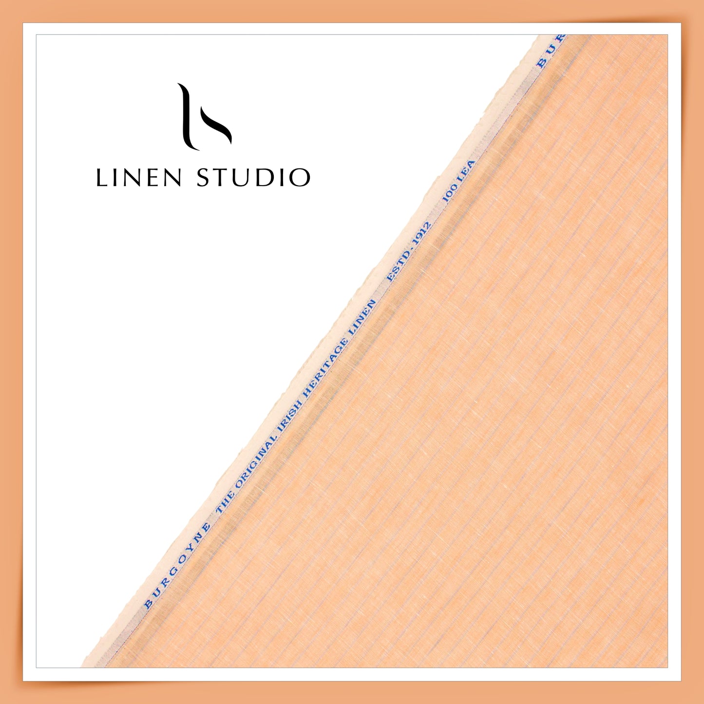 100 LEA PREMIUM Linen Shirting by Burgoyne - Deep Peach Stripes (NEW) (Fastest Selling)
