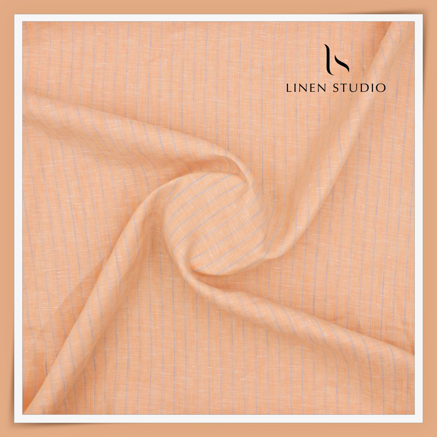 100 LEA PREMIUM Linen Shirting by Burgoyne - Deep Peach Stripes (NEW) (Fastest Selling)
