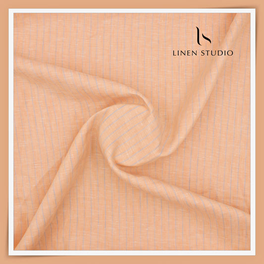 100 LEA PREMIUM Linen Shirting by Burgoyne - Deep Peach Stripes (NEW)