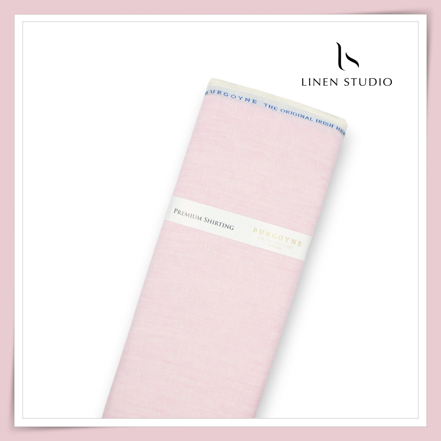 100 LEA PREMIUM Linen Plain Shirting by Burgoyne - Pastel Pink (NEW)