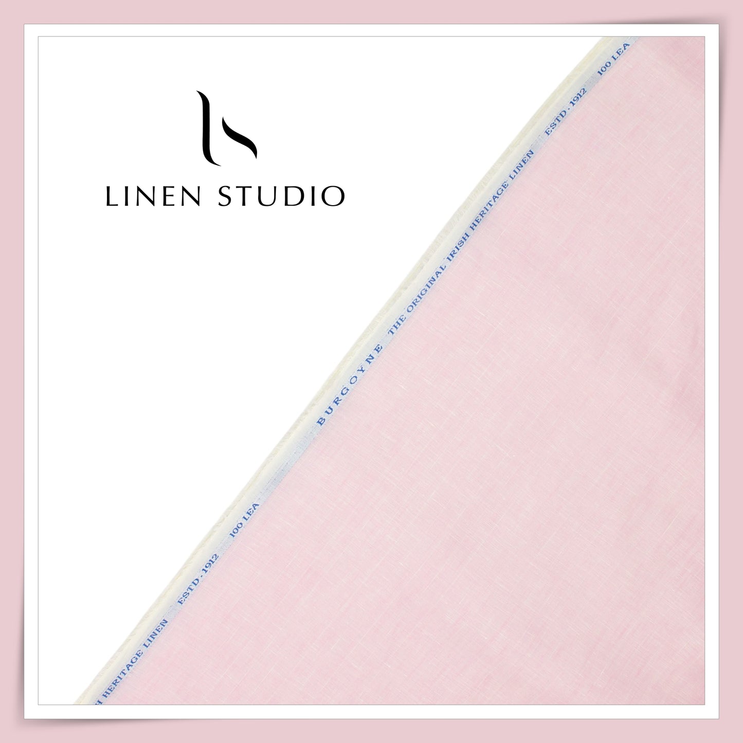 100 LEA PREMIUM Linen Plain Shirting by Burgoyne - Pastel Pink (NEW)