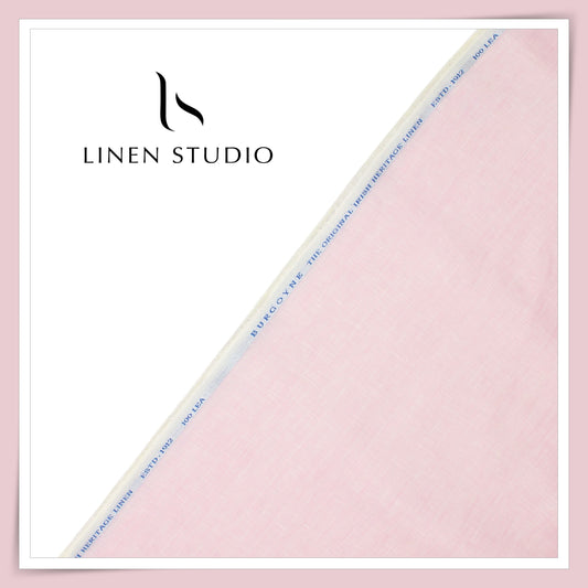 100 LEA PREMIUM Linen Plain Shirting by Burgoyne - Pastel Pink (NEW)
