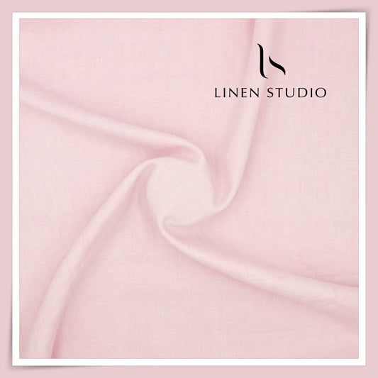 100 LEA PREMIUM Linen Plain Shirting by Burgoyne - Pastel Pink (NEW)