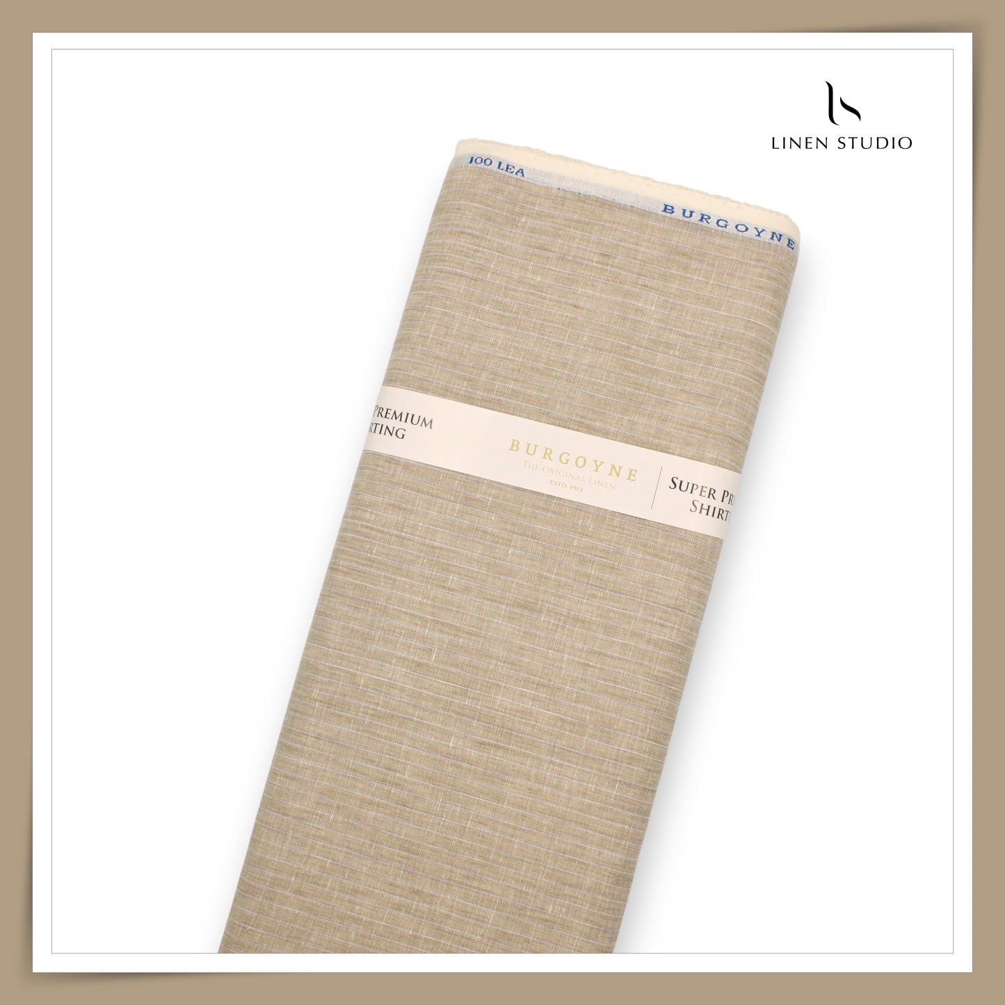 100 LEA PREMIUM Linen Shirting by Burgoyne - Coral Reed with White Stripes (NEW)