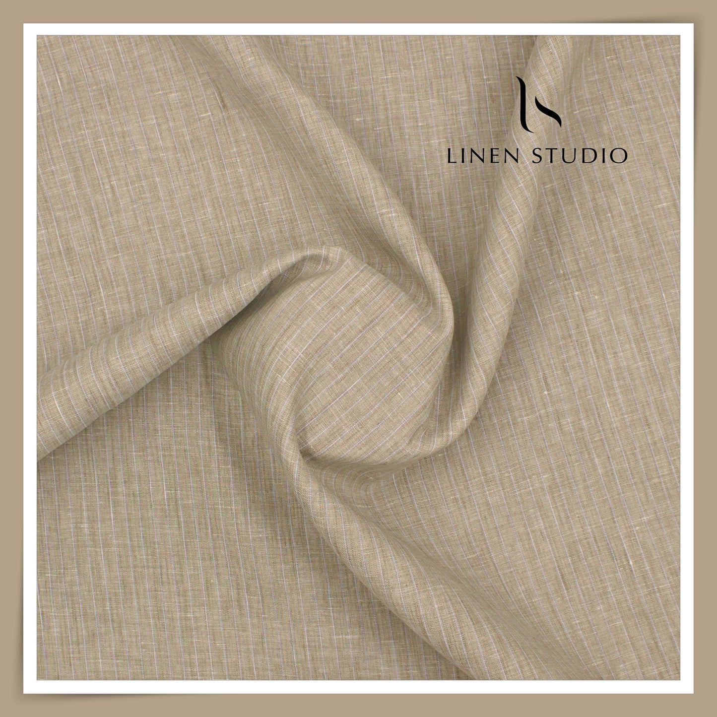 100 LEA PREMIUM Linen Shirting by Burgoyne - Coral Reed with White Stripes (NEW)