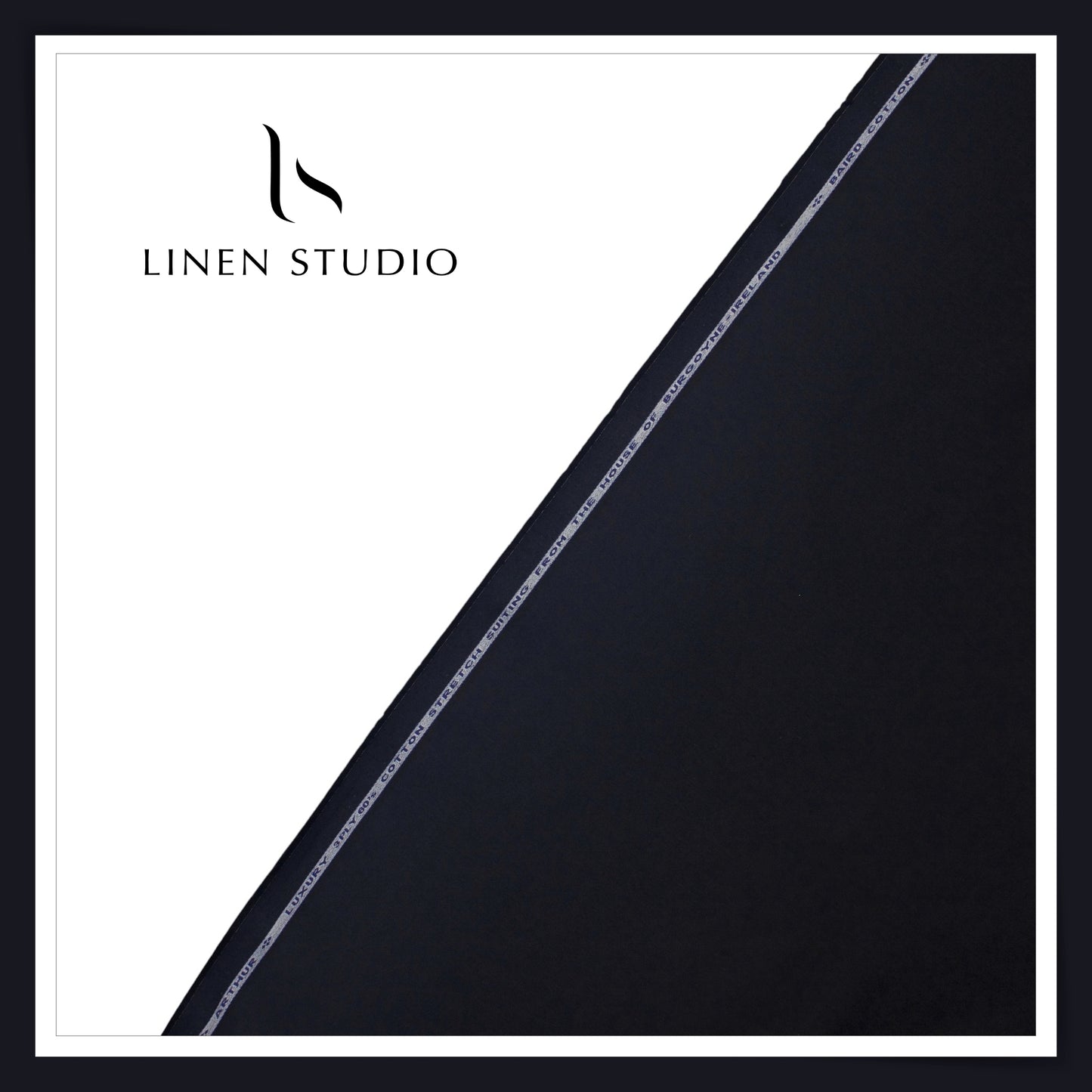 3 Ply 60's Count Stretchable Plain Cotton Suiting by Burgoyne Ireland - Black