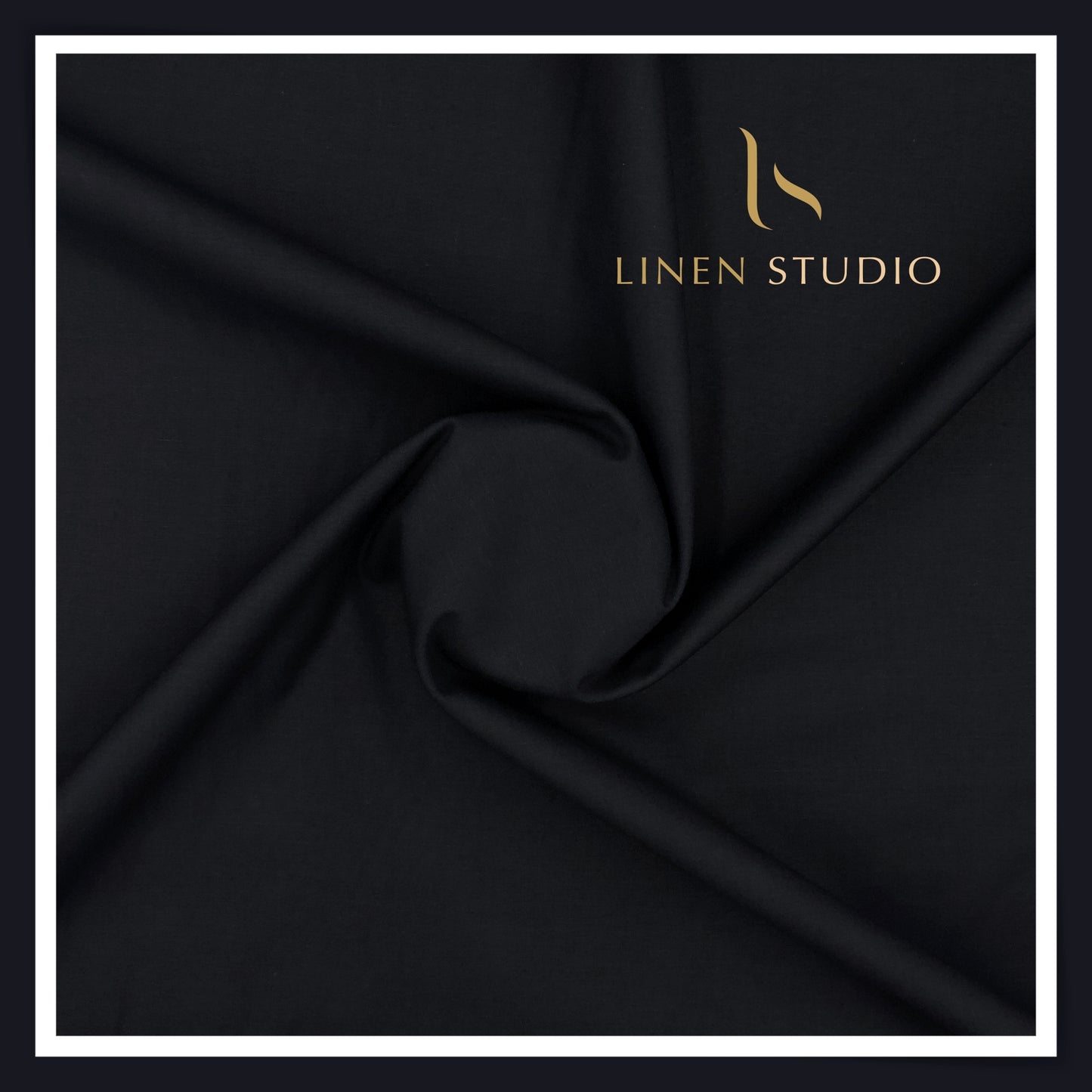 3 Ply 60's Count Stretchable Plain Cotton Suiting by Burgoyne Ireland - Black