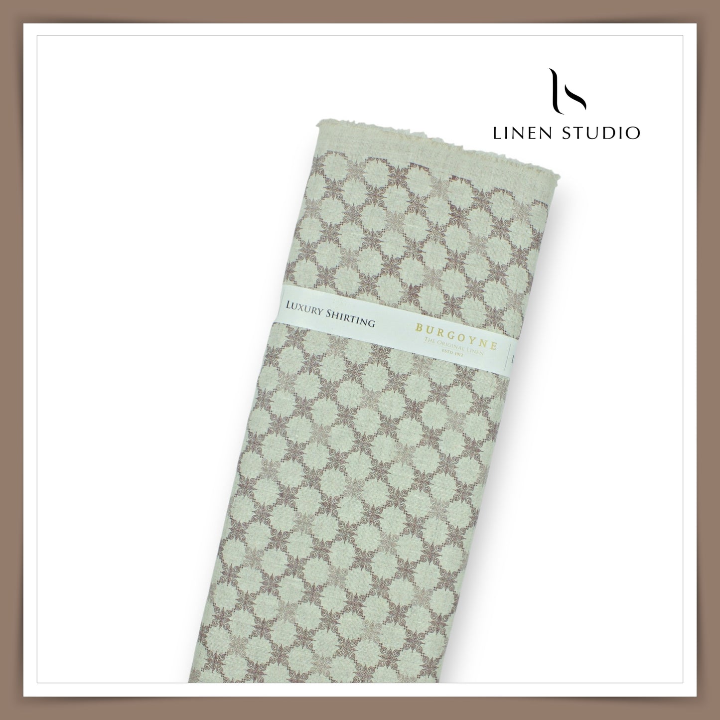 60 Lea Printed Linen Shirting by Burgoyne - Pastel Green Print (NEW)