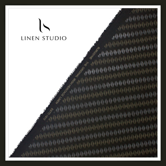 Burgoyne 60 Lea Premium Linen Printed Shirting -  Black Line (NEW)