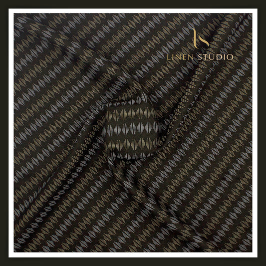 Burgoyne 60 Lea Premium Linen Printed Shirting -  Black Line (NEW)