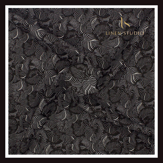 Burgoyne 60 Lea Premium Linen Printed Shirting -  Black Leaf (NEW)