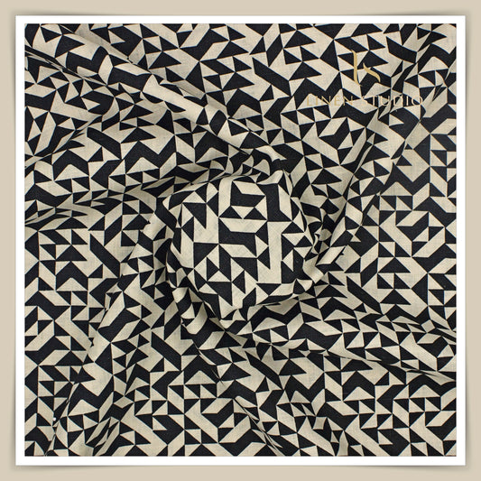 60 Lea Printed Linen Shirting by Burgoyne - Eggshell Black
