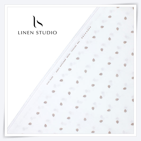 60 Lea Pure Linen Printed Shirting by Burgoyne Ireland -  White Design (NEW)