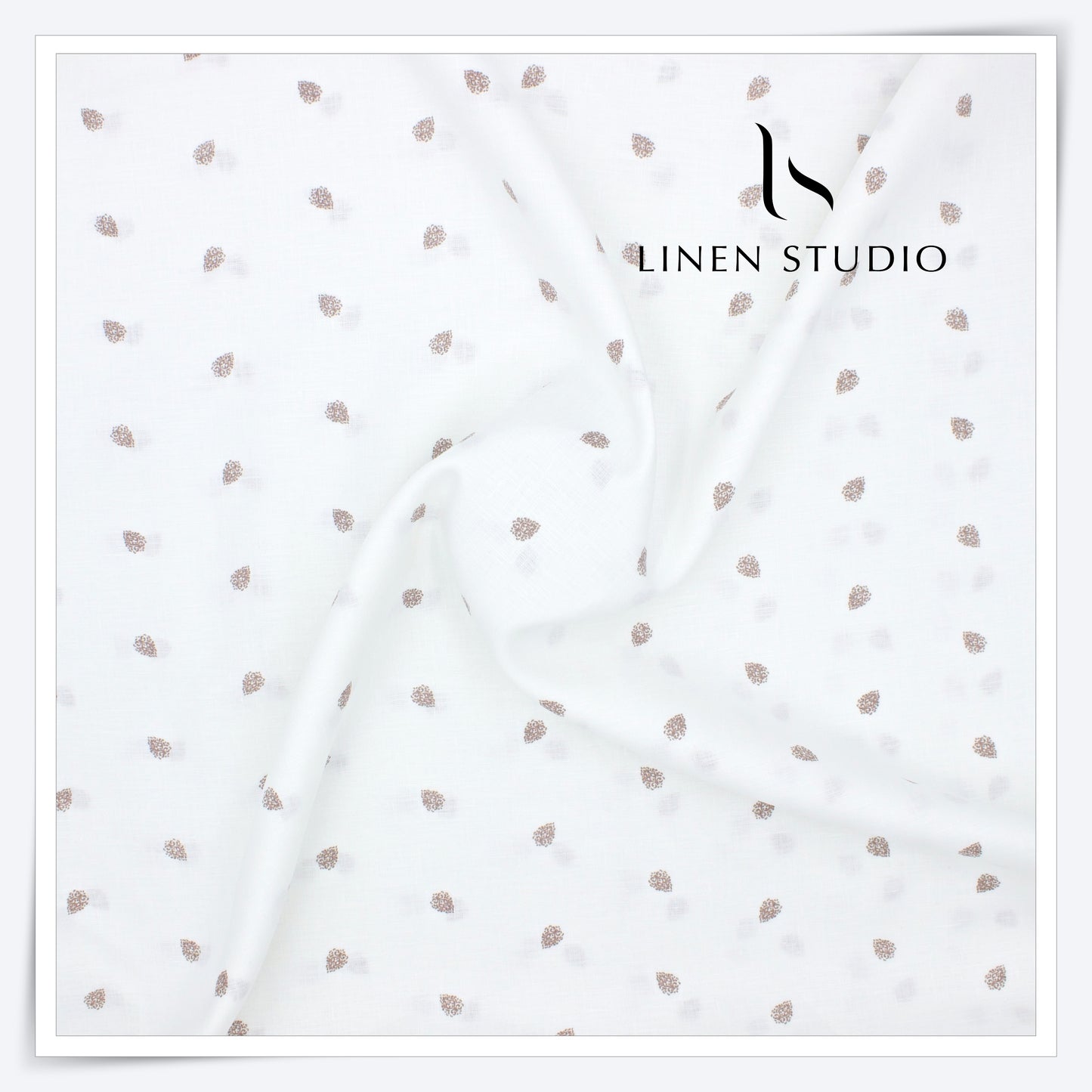 60 Lea Pure Linen Printed Shirting by Burgoyne Ireland -  White Design (NEW)
