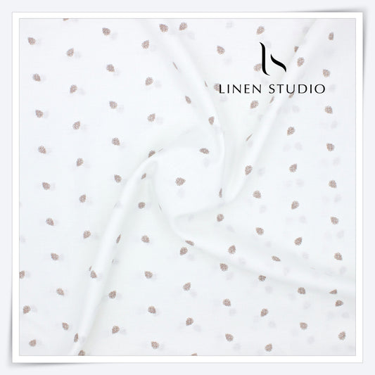 60 Lea Pure Linen Printed Shirting by Burgoyne Ireland -  White Design (NEW)