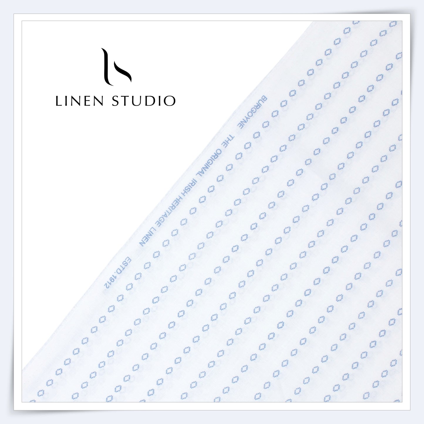60 Lea Pure Linen Printed Shirting by Burgoyne Ireland -  White Print 4 (NEW)