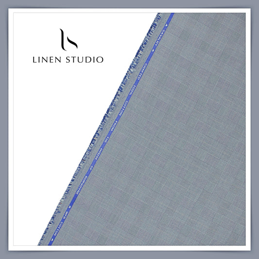 100% Pure Cotton Suiting by Burgoyne Ireland - Oslo Grey Subtle Checks