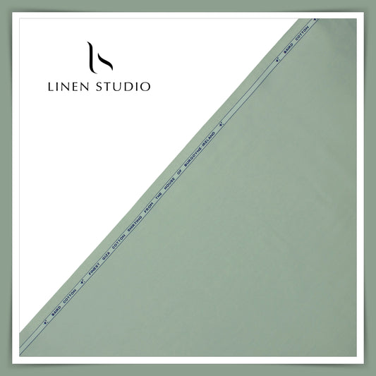 100% Giza Cotton Shirting by Burgoyne Ireland - Spanish Green (NEW)