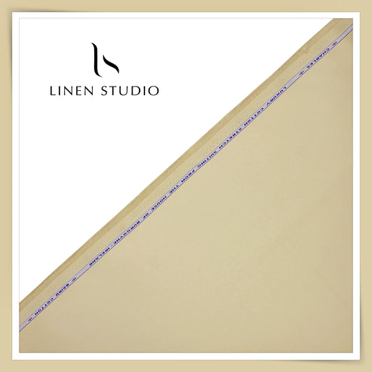 3 Ply Stretch Cotton Suiting by Burgoyne Ireland - Dark Beige (Satin Finish)