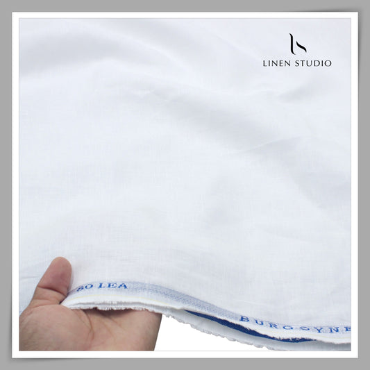 80 Lea Pure Linen Shirting by Burgoyne - White (NEW) (Limited Stock)