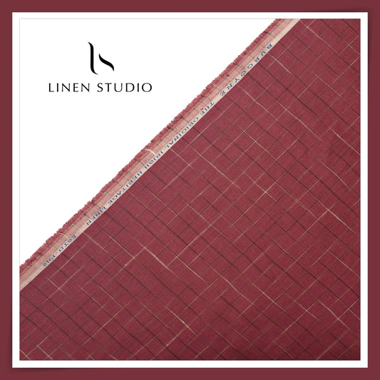 70 Lea Luxury Shirting by Burgoyne - Copper Red Checks (NEW)