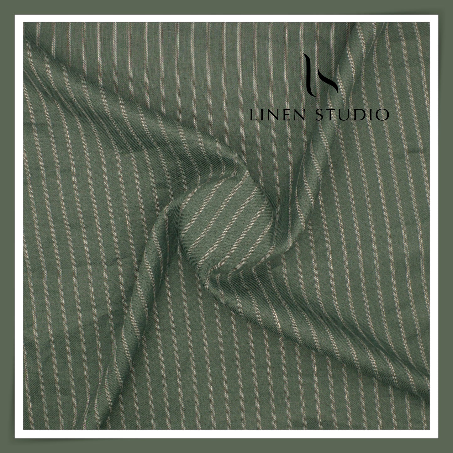 70 Lea Twill Premium Shirting by Burgoyne - Fancy Green Stripes (NEW)