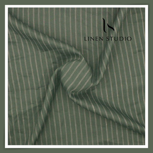 70 Lea Twill Premium Shirting by Burgoyne - Fancy Green Stripes (NEW)