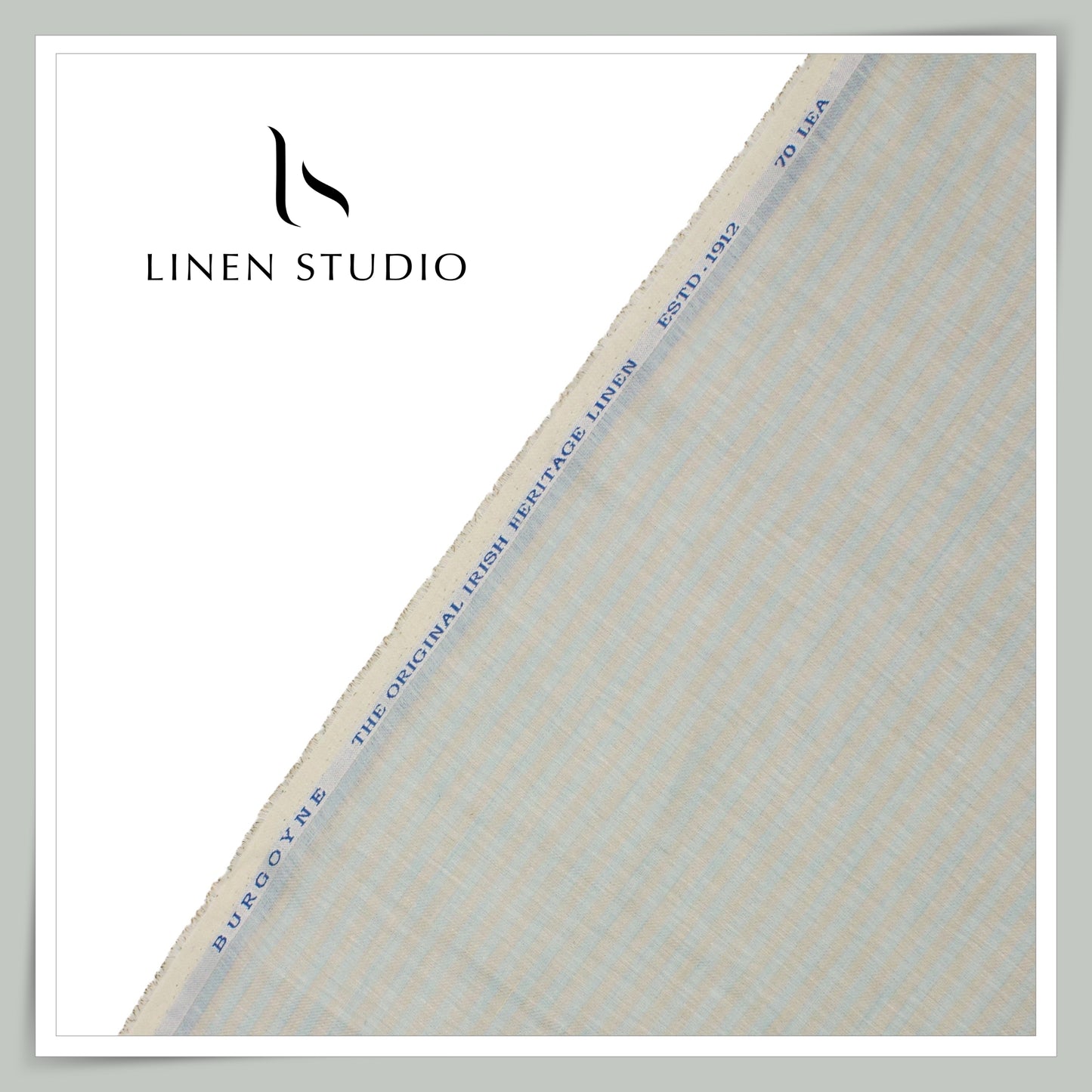 70 Lea Twill Premium Shirting by Burgoyne - Pastel Grey & Light Blue Stripes (NEW)