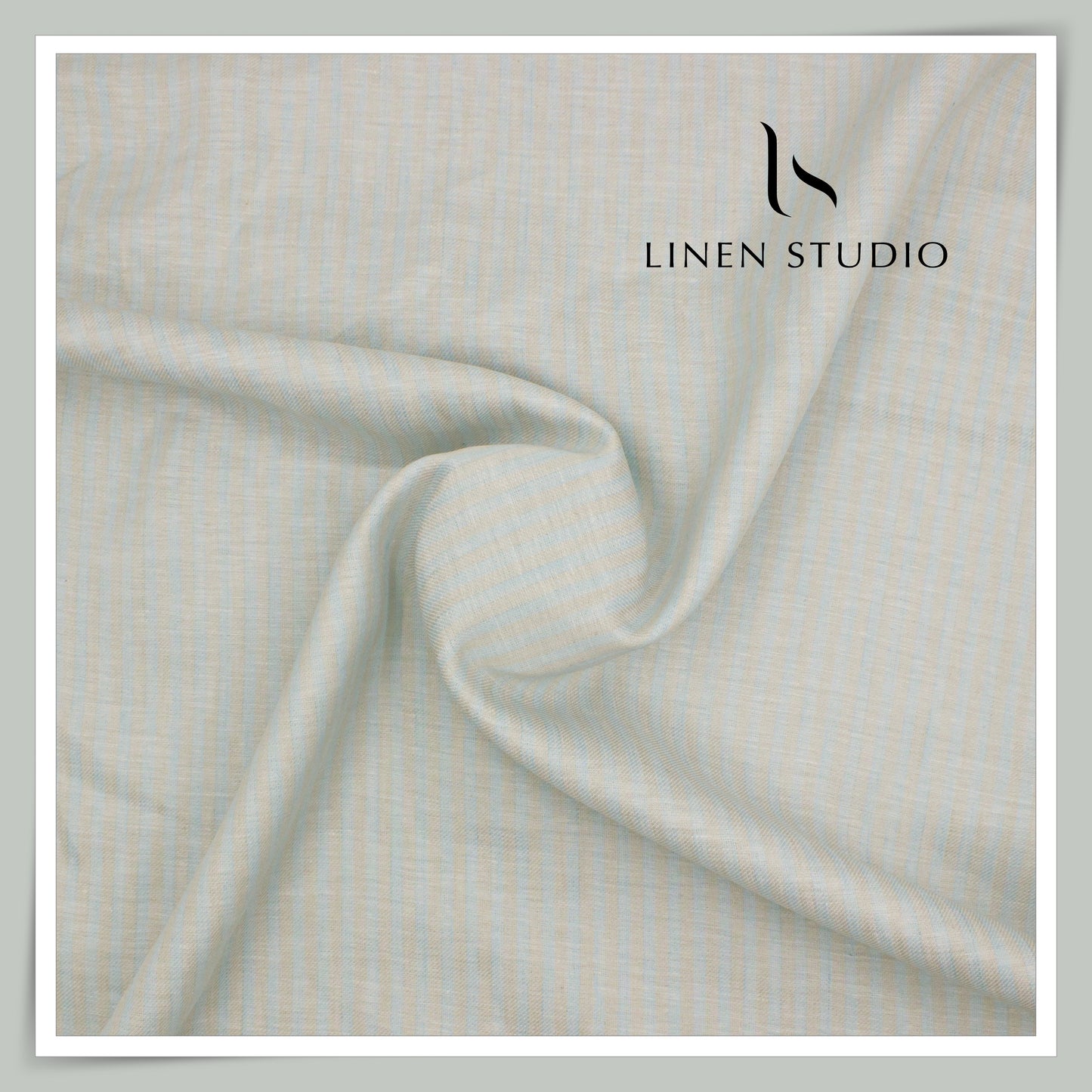 70 Lea Twill Premium Shirting by Burgoyne - Pastel Grey & Light Blue Stripes (NEW)