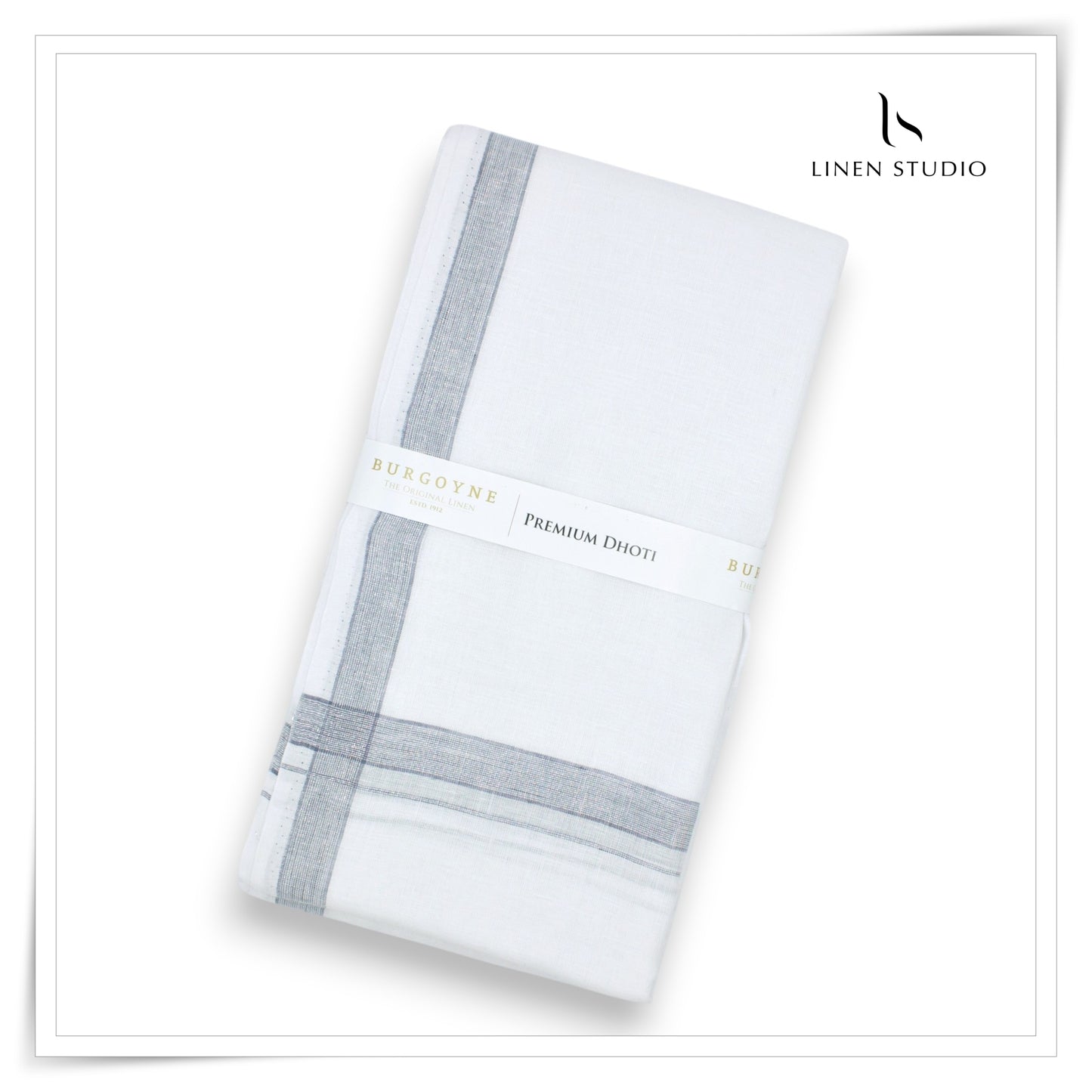 Cadet Blue with Silver Lurex - Premium 70 Lea Pure Linen Dhoti by Burgoyne (NEW)