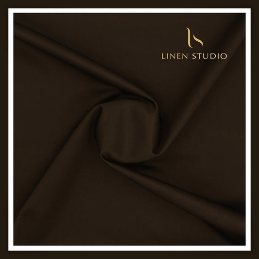 2 Ply 100% Cotton Suiting by Burgoyne Ireland - Oil Brown (Satin Finish)
