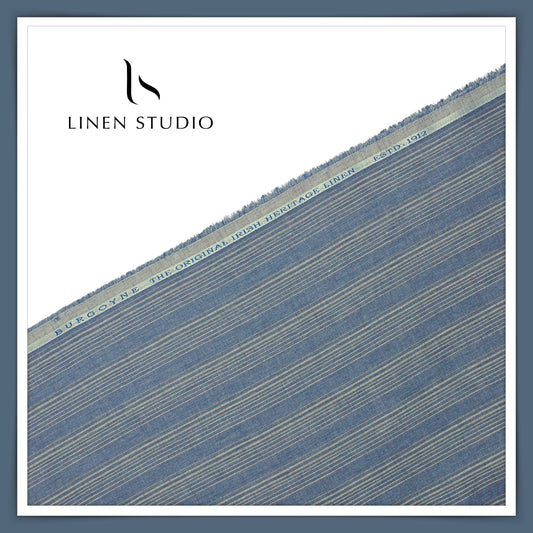 70 Lea Luxury Shirting by Burgoyne - Comet Blue Stripes (NEW)