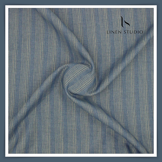 70 Lea Luxury Shirting by Burgoyne - Comet Blue Stripes (NEW)
