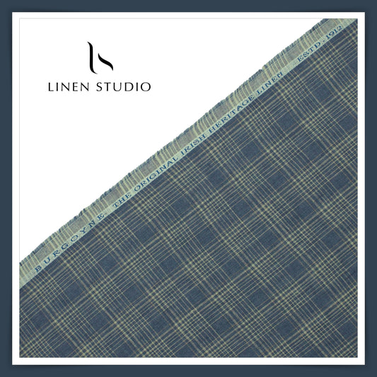 70 Lea Luxury Shirting by Burgoyne - Comet Blue Checks (NEW)