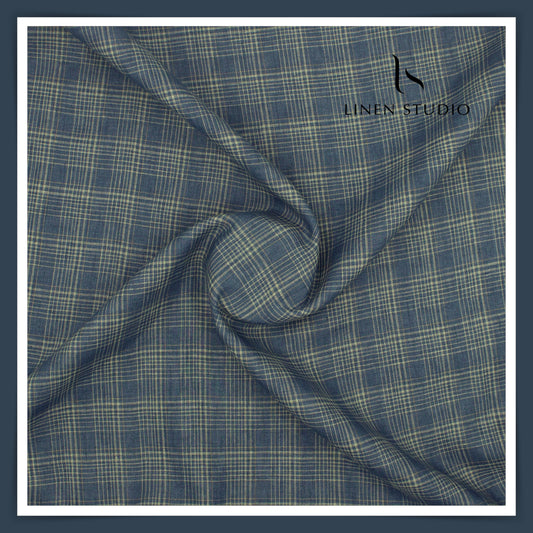 70 Lea Luxury Shirting by Burgoyne - Comet Blue Checks (NEW)
