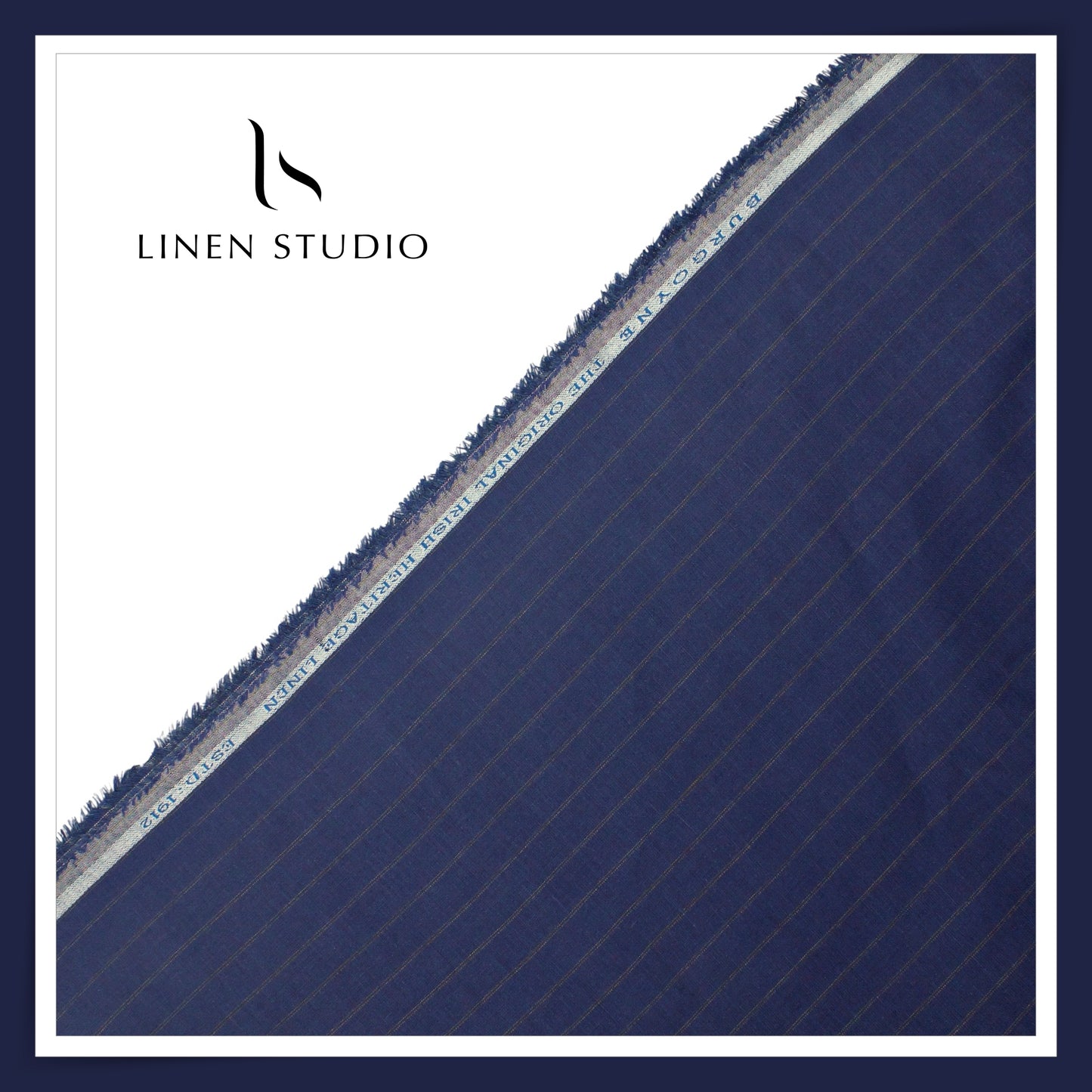 Burgoyne 60 Lea Pure Linen Shirting - Ebony Blue Stripes (NEW)