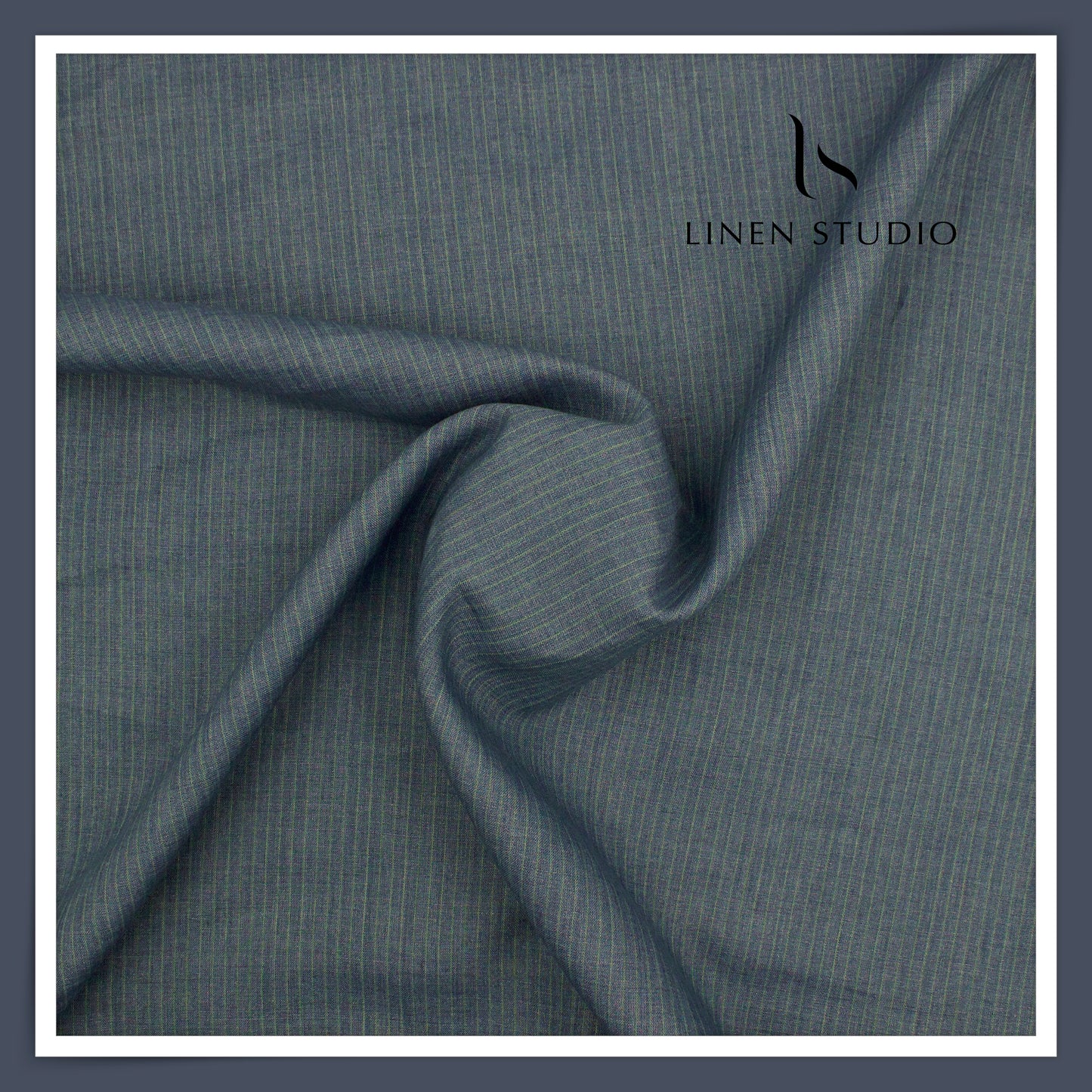 70 Lea Luxury Shirting by Burgoyne - Marble Blue with Green Stripes (NEW) (Most Selling)