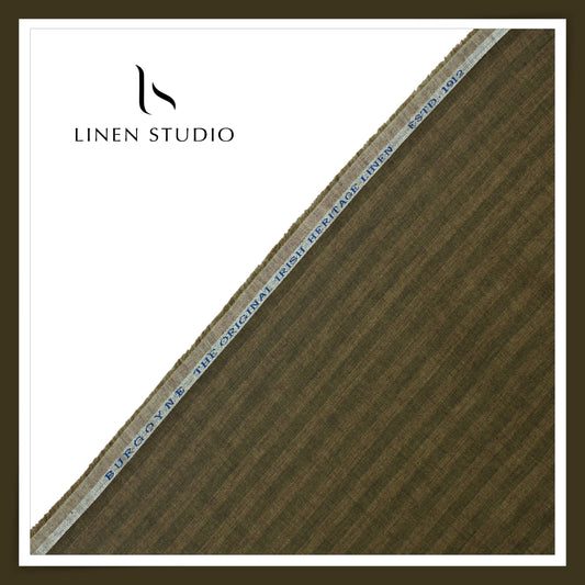 70 Lea Luxury Shirting by Burgoyne - Thatch Green Stripes (NEW)
