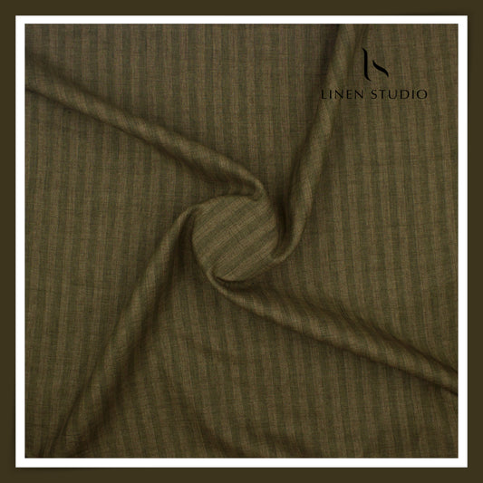 70 Lea Luxury Shirting by Burgoyne - Thatch Green Stripes (NEW)