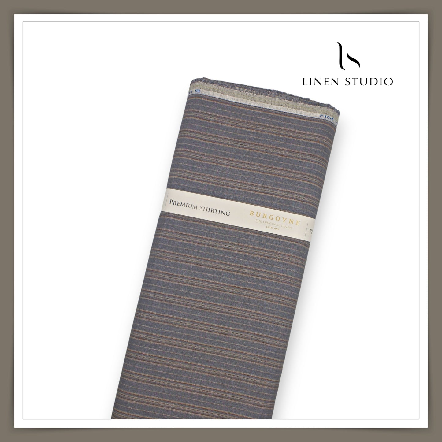 70 Lea Luxury Shirting by Burgoyne - Carbon Grey Fancy Stripes (NEW)