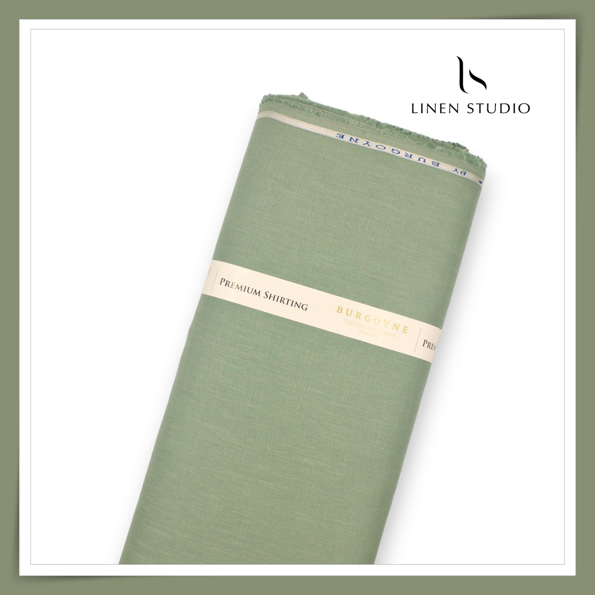 Burgoyne Premium Linen 70 Lea Plain Shirting - Eucalyptus (NEW)