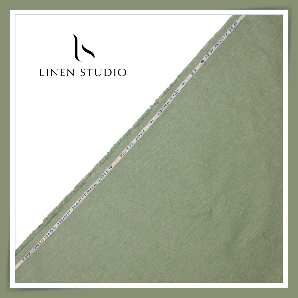 Burgoyne Premium Linen 70 Lea Plain Shirting - Eucalyptus (NEW)