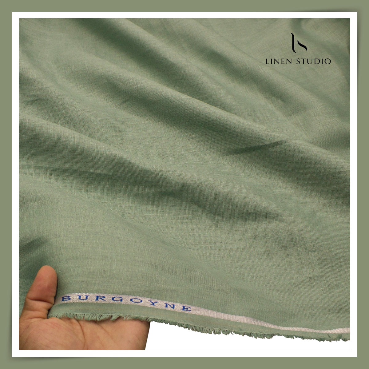 Burgoyne Premium Linen 70 Lea Plain Shirting - Eucalyptus (NEW)