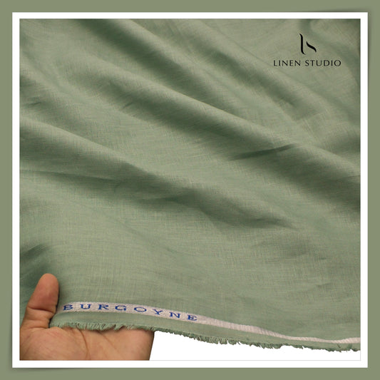 Burgoyne Premium Linen 70 Lea Plain Shirting - Eucalyptus (NEW)