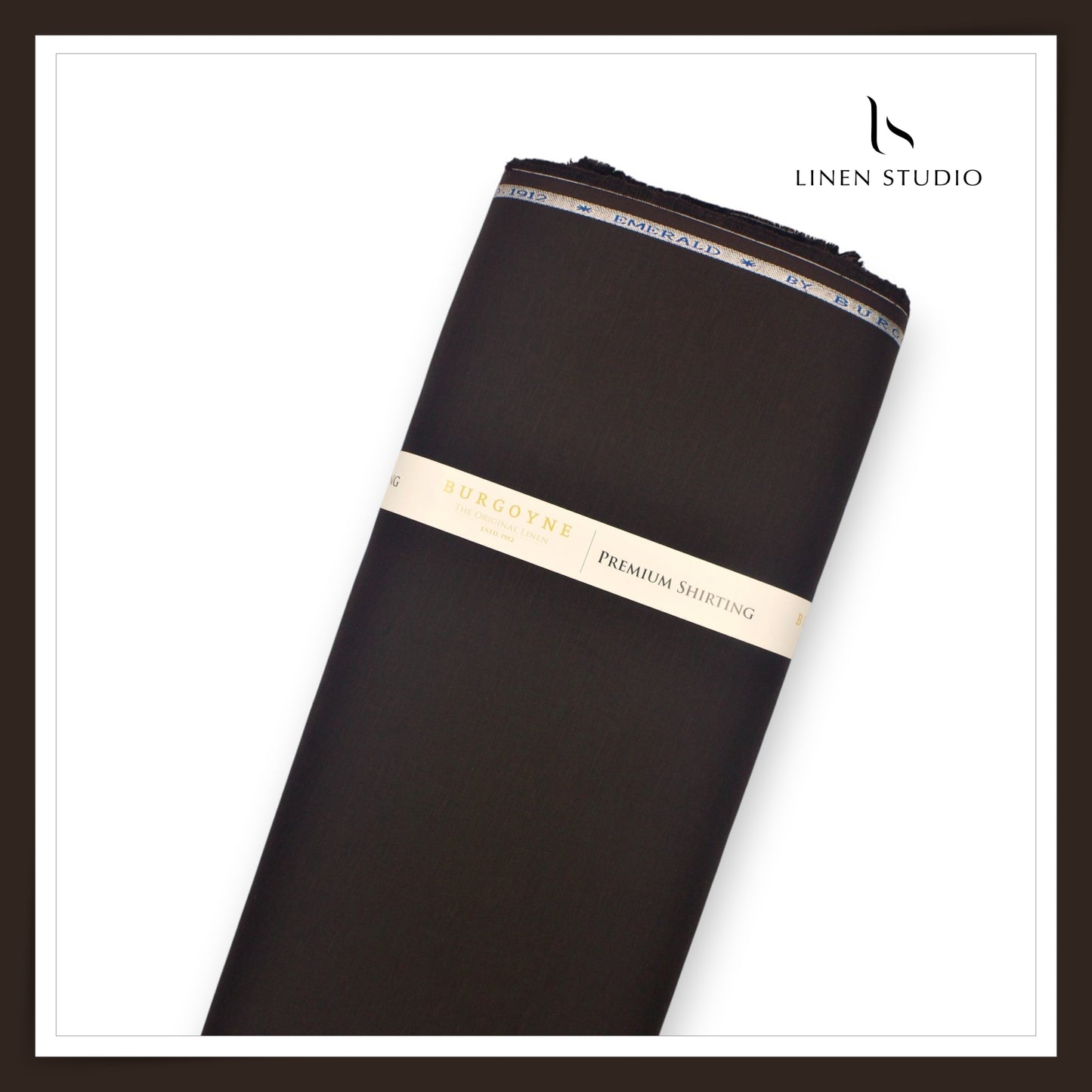 Burgoyne Premium Linen 70 Lea Plain Shirting - Black Coffee (NEW)