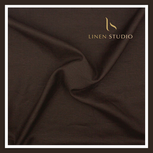 Burgoyne Premium Linen 70 Lea Plain Shirting - Black Coffee (NEW)